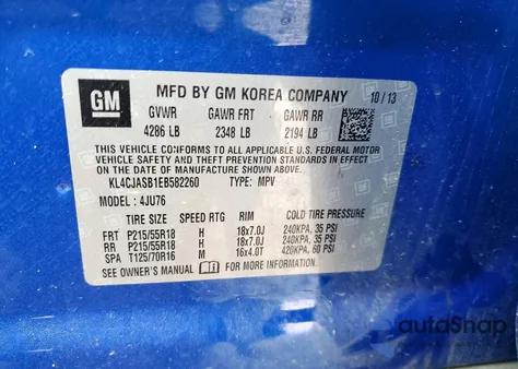 2014 Buick Encore z USA, uszkodzony, nr VIN KL4CJASB1EB582260